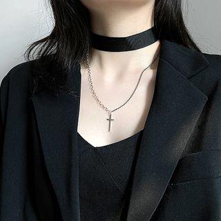 925 Sterling Silver Cross Necklace 1 Pc - Cross Necklace - Silver - One Size
