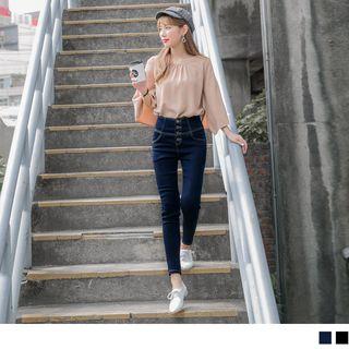 4-button High Waist Skinny Jeans