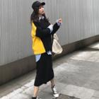 Set: Color Block Oversized Top + Midi Pencil Skirt
