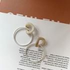 Alloy Hoop Dangle Earring 1 Pair - White & Silver - One Size
