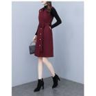 Long-sleeve Top / Belted A-line Overall Dress / Set