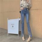 Washed Slit Hem Bootcut Jeans