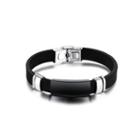 Simple Personality Plated Black Geometric Rectangular 316l Stainless Steel Silicone Bracelet Black - One Size