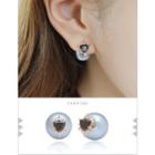 Faux-pearl Ball Rhinestone Stud Earrings