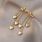 Heart Fringed Drop Earring 1 Pair - Ndyz295 - Gold - One Size