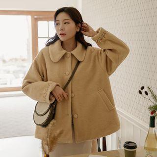 Embroidered Fleece-lined Coat