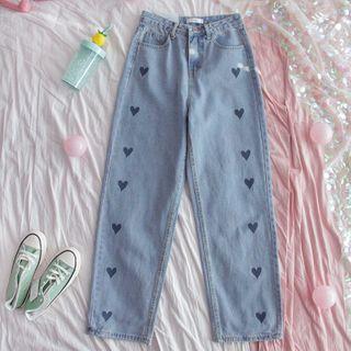 Heart Print Harem Jeans