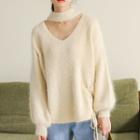 Open Front Mock-neck Sweater
