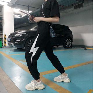 Lightning Bolt Print Harem Pants