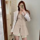 Cropped Jacket / Strapless Zip Mini A-line Dress / Mini A-line Skirt