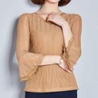 Bell 3/4-sleeve V-neck Lace Top
