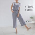 Strappy Drawstring-waist Stripe Jumper Pants