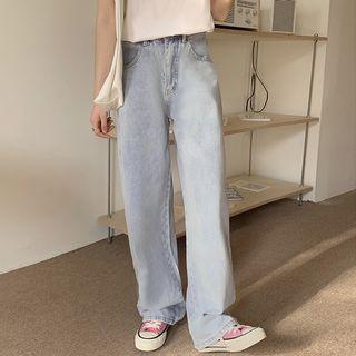 High Waist Straight Leg Jeans/ (various Design)