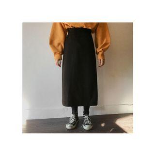 Textured H-line Midi Skirt
