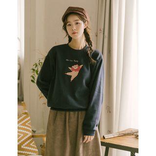 Bear Print Napped Pullover