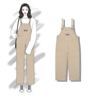 Lettering Jumper Pants Khaki - One Size