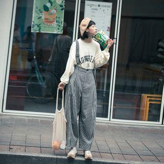 Checked Suspender Harem Pants