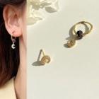 Non-matching Rhinestone Heart & Moon Dangle Earring 1 Pair - Stud Earring - Non-matching - As Shown In Figure - One Size