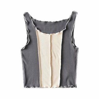 Two-tone Lettuce Edge Tank Top