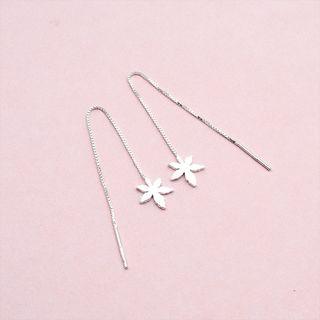 925 Sterling Silver Leaf Fringed Earring As Shown In Figure - One Size