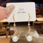 Faux Pearl Alloy Dangle Earring 1 Pair - E0398 - Gold - One Size