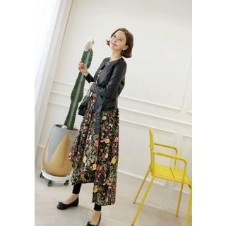 Floral Print Long Dress With Sash
