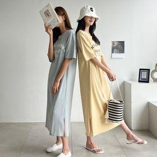 Letter Print Long T-shirtdress