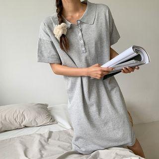 Drop-shoulder Polo Dress