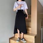 Irregular Slit Midi A-line Skirt