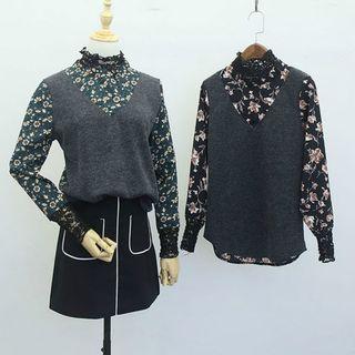 Mock Two Piece Chiffon Top