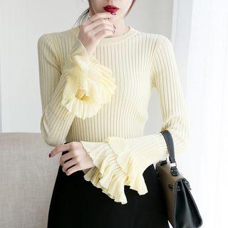Bell-sleeve Layered Knit Top