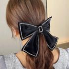 Bow Rhinestone Hair Clip Black - One Size