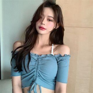 Cropped Camisole Top / Off-shoulder Drawstring Cropped Blouse