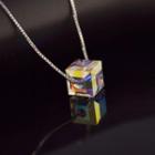 Sterling Silver Square Crystal Pendant Necklace
