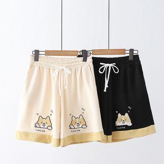 Color Block Dog Print Shorts