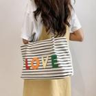Lettering Striped Tote Bag