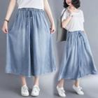 Mid Rise Washed Gaucho Jeans