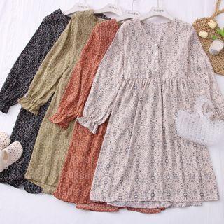 Floral V-neck Midi Shirtdress