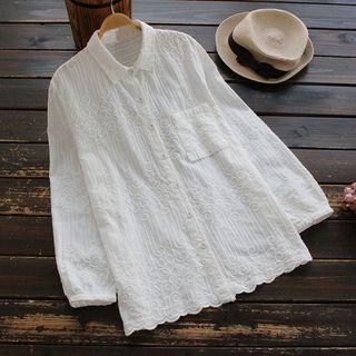 Scalloped Hem Embroidery Blouse