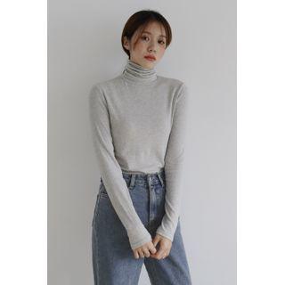 Turtle-neck Fitted M Lange Top Light Gray - One Size