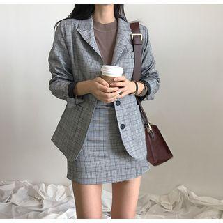 Set: Plaid Blazer + Mini Skirt