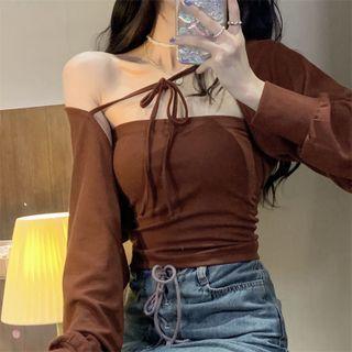 Set: Plain Camisole + Cropped Cardigan