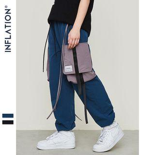 Couple Tie-accent Colorblock Baggy Pants