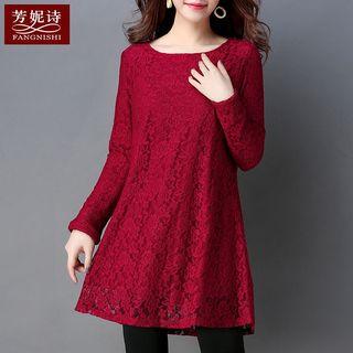 Plain Long Sleeve Lace T-shirt