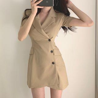 Short-sleeve Notch Lapel Shirtdress