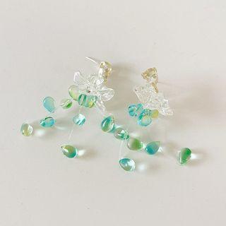 Glass Bead Fishing Line Fringed Earring 1 Pair - Glass Bead Fishing Line Fringed Earring - Blue - One Size