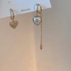 Heart Rhinestone Alloy Dangle Earring 1 Pair - Gold & White - One Size