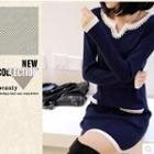 Faux Pearl Contrast Trim Knit Dress