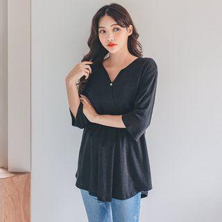 Plus Size Linen Blend Henley