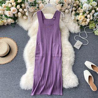 Square Neck Knit Pinafore Dress